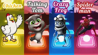 Chicken Dance Vs Crazy Frog Vs Talking Tom Vs Spider Man Tiles Hop