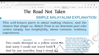 THE ROAD NOT TAKEN/MALAYALAM EXPLANATION/POETIC DEVICES/NCERT CLASS 9 ENGLISH POEM ROBERT FROST