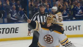 Tuukka Rask loses skate blade, gives up goal