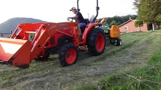 Baling Our Test Plot Hay - Using the Farm Maxx Mini Round Baler and the Kubota L3200