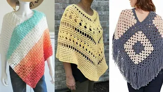 very trendy hand knitted crochet granny square poncho shawl pattern