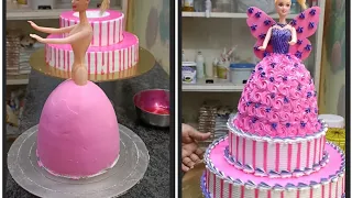 Barbie doll cake recipe 3 step doll cake design beautiful doll #barbie #doll