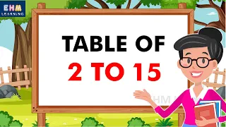 Learn Multiplication table of 2 to 15 | Table of Two to fifteen | Multiplication table for kids| EHM