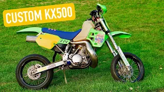 Retro KX500 Supermoto Build... Ride and Details! (Big Bore 2 Stroke Sound!!)