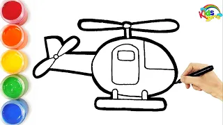 Helicopter 🚁 Drawing Colouring Painting for Kids, Toddlers | How To Draw Paint Helicopter