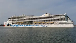 Aida Prima cruise 18/04/2022 arriving to Southampton drone 4k footage IOW 2 Mayflower Park