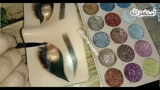 golden wedding eye makeup with glitter for beginners