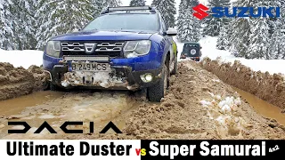 Dacia Duster versus Suzuki Samurai in Winter Snow&Mud