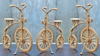 How to make a cycle with jute rope | Jute Cycle making | Jute twine Home Decor crafts DIY