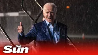 Biden runs off-stage as torrential rain cuts Florida rally short