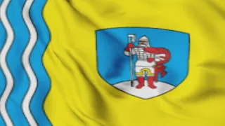 Kaniv - Ukraine , flag waving animation / free 4k stock footage / 3-min loop