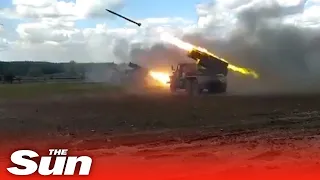 Russian forces blast Ukraine with multiple launch rocket systems