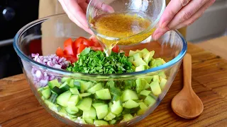 Delicious cucumber salad that burns belly fat! Healthy salad recipe with avocado. 🥑😋