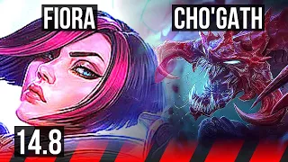 FIORA vs CHO'GATH (TOP) | 9 solo kills, 47k DMG, 11/2/6, 500+ games, Dominating | NA Diamond | 14.8