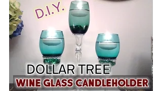 D.I.Y. Dollar Tree Wine Glass to Candleholder - Home Decor - $7