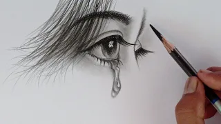 How to draw eyes with teardrop easy ways// Pencil sketch drawing//