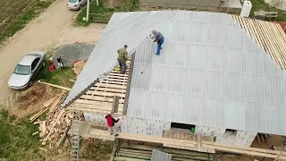 Четырехскатная шиферная крыша. Иваново Беларусь