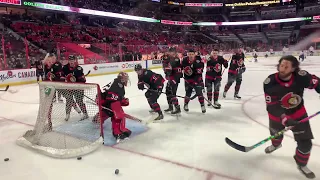 4K Ottawa Senators behind the net pre-game warm-up at the Capitals @ Senators hockey game