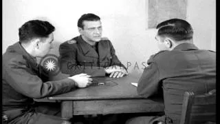 German Colonel Otto Skorzeny interrogated by a US Army captain in Germany; discus...HD Stock Footage