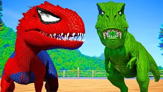 Dino Duel: T-Rex vs. Spiderman Indominus Rex vs T-REX – Who Will Be the Last Dino Standing?