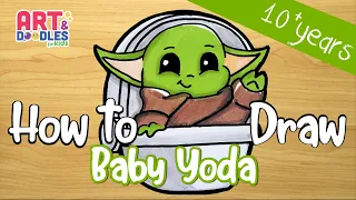 How to draw baby yoda easy step by step