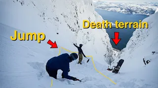 Jumping into a ski mountaineering line, to beat the speed record - Malangaisi couloir