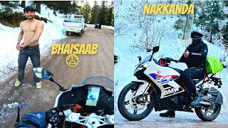 NARKANDA pohoche BMW G310RR leke aur ye dekho kya hora hai 😄Heavy Snow🥶Shimla-Narkanda-Rampur