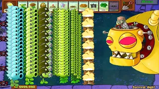 PVZ HACK |Plants Vs Zombies |Snow-Pea Threepeater Gatling-Pea vs Split-Pea Vs Dr.Zomboss ALL Zombies