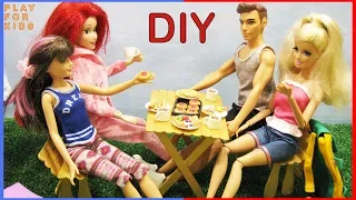 DIY how to make picnic table for Barbie & Ken - creative idea  for kids