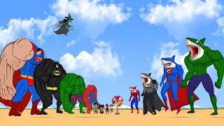 Team HuLK, SpiderMan,IronMan and The Evolution of the SHARK Team MARVEL : Evolution Mystery | FUNNY