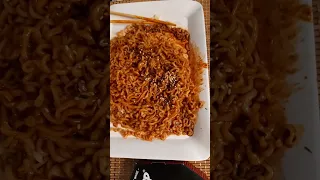 3x Spicy Fire 🔥 Noodles cooked by my 7 year old Daughter