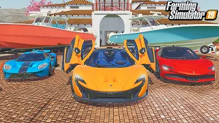 LIVING LIKE A TRILLIONAIRE FOR 24 HOURS! (HYPERCARS AND BOATING) | FARMING SIMULATOR 2019