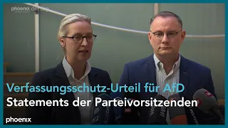 Verfassungsschutz-Urteil für AfD: Statements der Parteivorsitzenden Weidel und Chrupalla | 13.05.24