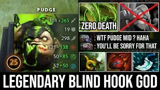 How Pro Carry Pudge Mid 100% Destroyed Everyone with 10Min Godlike & Blind Hook Zero Death - DotA 2