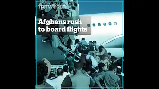 Afghans stampede onto flights at Kabul airport