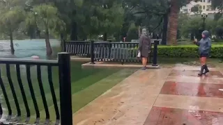 Record rain from Hurricane Ian floods Lake Eola in downtown Orlando