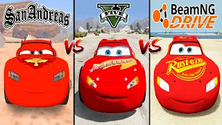 GTA San Andreas Lightning McQueen VS GTA 5 Lightning McQueen VS BeamNG McQueen - WHO IS BEST?