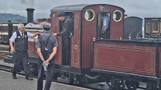 Busy scenes at Porthmadog Harbour Station, Wales