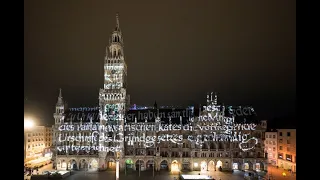 München feiert 75 Jahre Grundgesetz: Videomapping am Neuen Rathaus