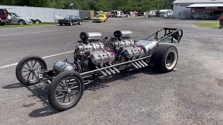 1960’s Front Engine Dragster with 2 blown and injected Hemi’s • 1800 HP @ Beaver Springs Dragway