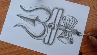 trishul drawing / trishul tattoo drawing / how to draw a trishul / step by step  ...