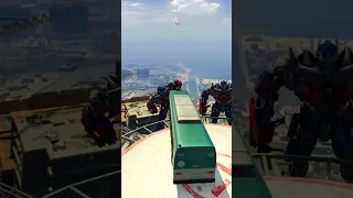 GTA V Transformer Optimus Prime Vs Spiderman crazy water ragdolls Bus jump fails epi 106 #shorts