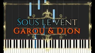 Garou & Celine Dion - Sous Le Vent Piano Tutorial Synthesia