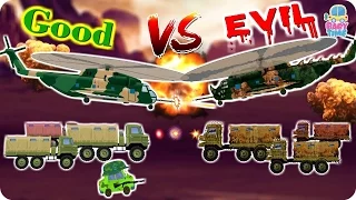 Army Helicopter War | Good Vs Evil | Scary Military Vehicles | Halloween Videos For Kids