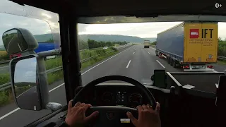 POV Simple truck driving Germany Holland by Scania R450