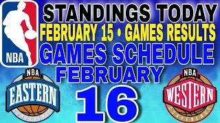 nba standings today February 15, 2024 | games results | games schedule February 16, 2024