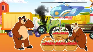 The Bear Farm: The Truck Delivering The Apple Crashed, The Helicopter Rescued it | Farm Vehicles