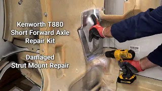 Kenworth T880 Short Forward Axle Repair Kit Installation on a Damaged Hood