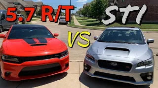 Dodge Charger RT vs Subaru WRX STI - Who's really faster?