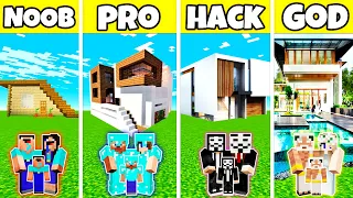 Minecraft: PRETTY EASY HOUSE BUILD CHALLENGE - NOOB vs PRO vs HACKER vs GOD